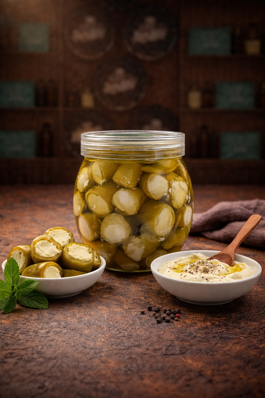 فلفل اصفر حار محشي لبنه