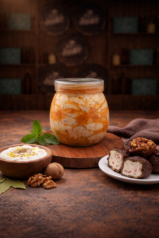 دلع ( لبنة بالمقدوس والمكسرات )