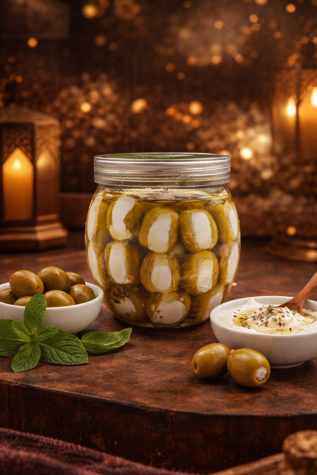 زيتون مشوي محشي لبنة